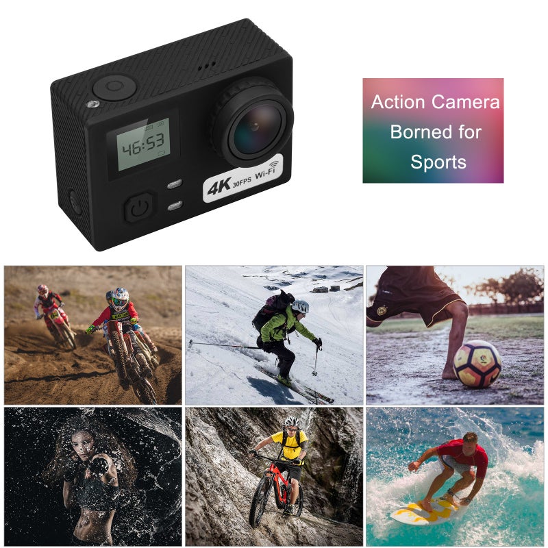 Generic 4K Dual LCD Screen Action Camera With Remote Shutter Waterproof Case  - Image 3