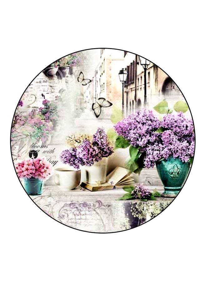 BP Flower Printed Fridge Magnet Purple/Grey/Beige 5.5cm - Image 1