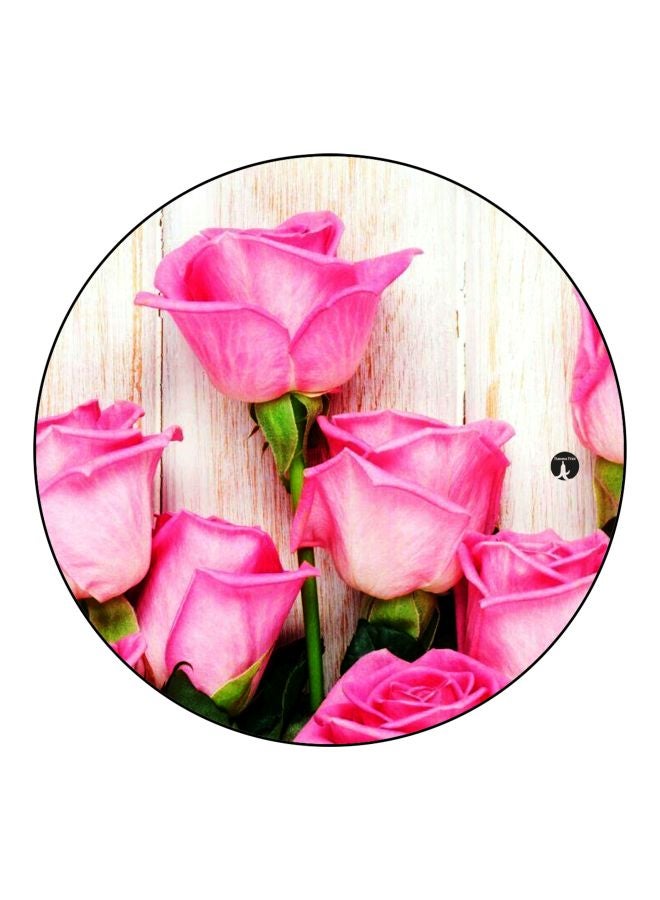 بي بي مغناطيس ثلاجة مُزين بطبعة وردة بيج / وردي / أخضر 5.5سم - Image 1