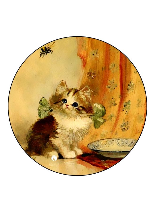 بي بي مغناطيس ثلاجة مُزين بطبعة قطة برتقالي/بيج/بني 5.5سم - Image 1