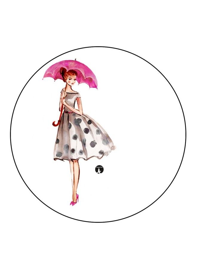 بي بي مغناطيس ثلاجة مُزين بطبعة لفتاة أبيض/وردي/رمادي 5.5سم - Image 1