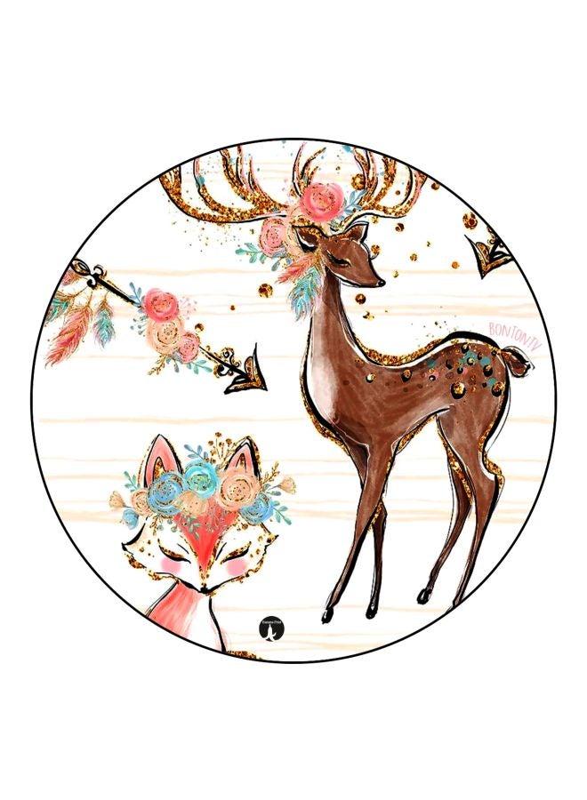 BP Deer Printed Fridge Magnet Brown/Red/Cyan 5.5cm - Image 1