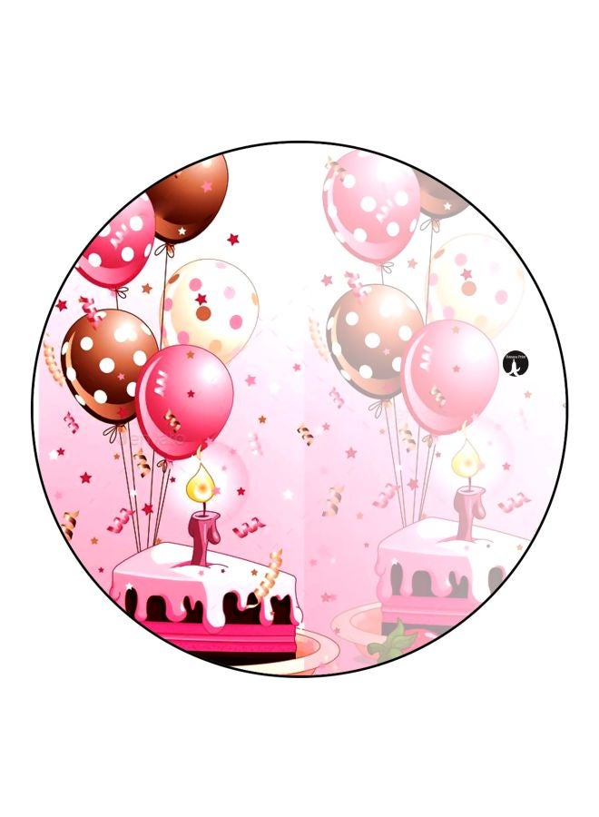 بي بي مغناطيس ثلاجة مُزين بطبعة لكيك وبالونات وردي/بني/أصفر 5.5سم - Image 1