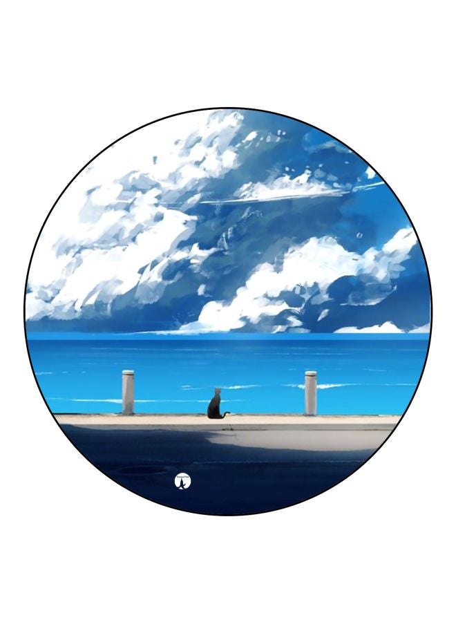 BP Sky And Cat Printed Fridge Magnet Blue/Black/White 5.5cm - Image 1