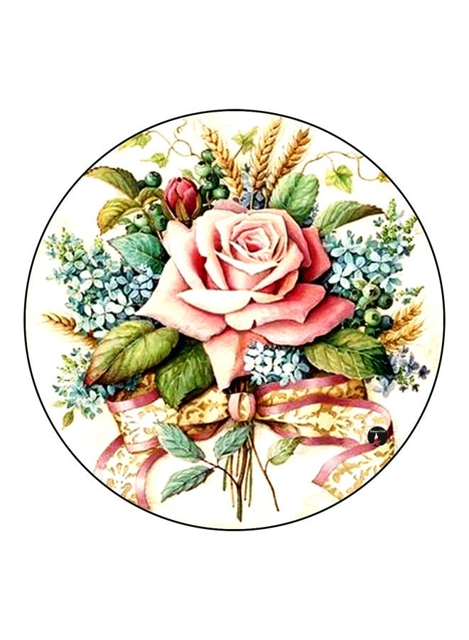 BP Rose Printed Fridge Magnet White/Pink/Green 5.5cm - Image 1