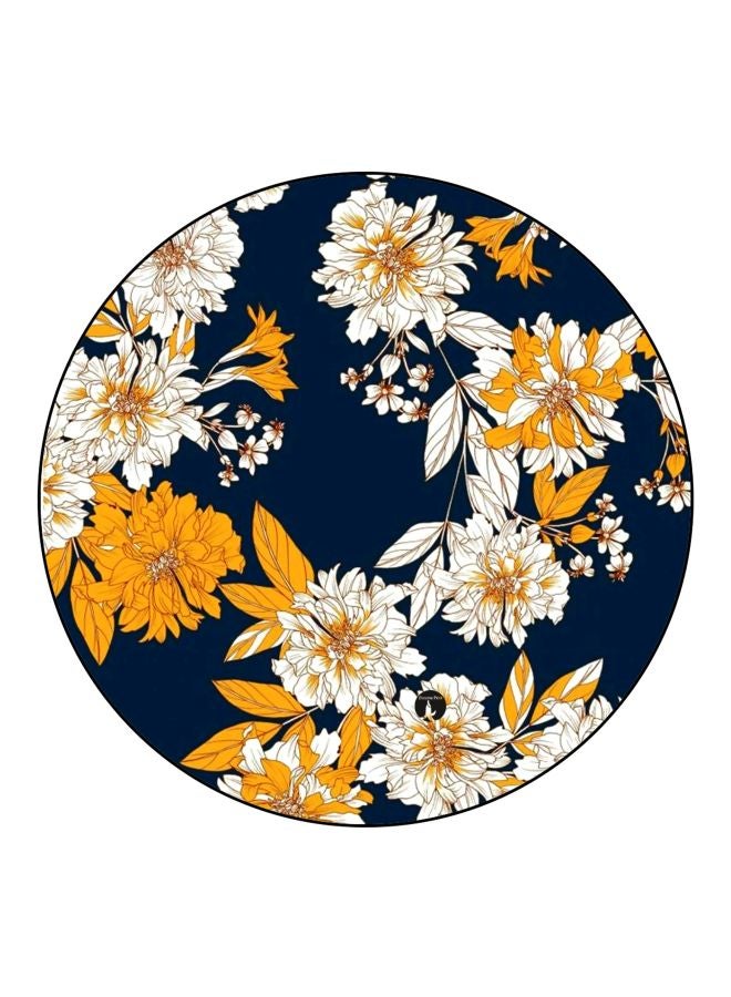 BP Floral Printed Wooden Fridge Magnet Blue/White/Yellow 5.5cm - Image 1