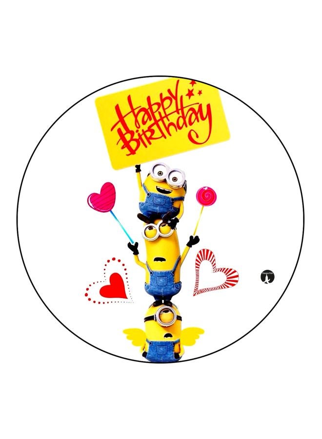 BP Happy Birthday Minion Printed Fridge Magnet White/Yellow/Blue 5.5cm - Image 1