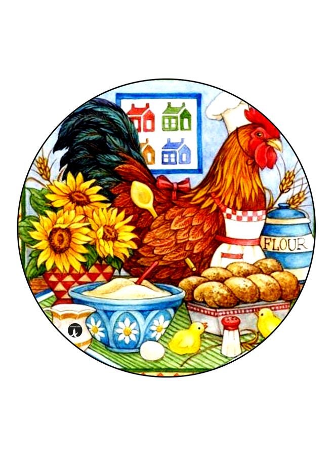 BP Hen Printed Fridge Magnet Brown/Yellow/Green 5.5cm - Image 1