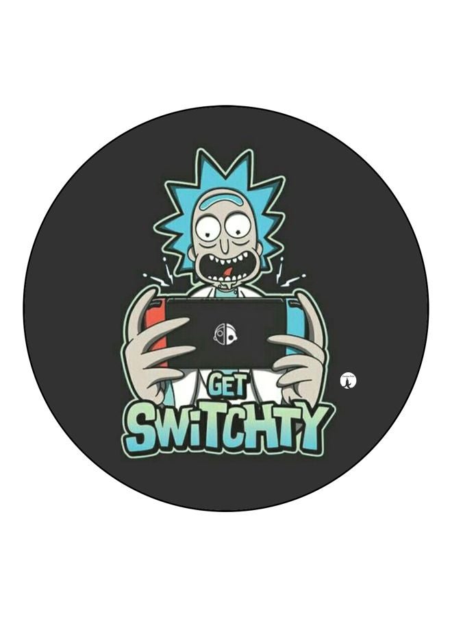 بي بي مغناطيس للثلاجة بطبعة عبارة "Get Switchy" أسود/ أزرق/ رمادي 5.5سم  - Image 1