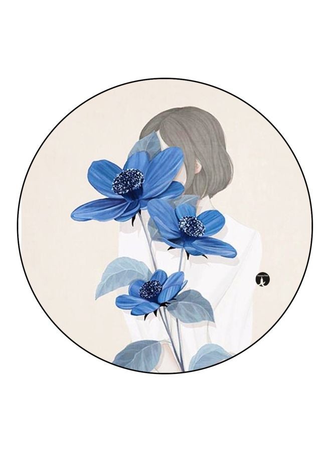 BP Floral Printed Fridge Magnet Beige/Blue/Grey 5.5cm  - Image 1