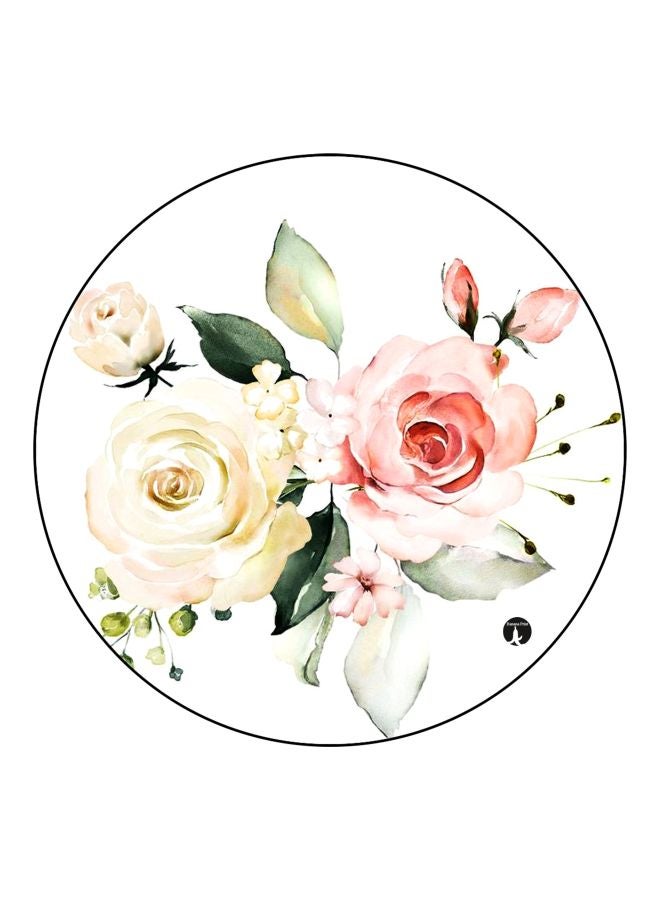 BP Rose Printed Fridge Magnet White/Pink/Green 5.5cm - Image 1
