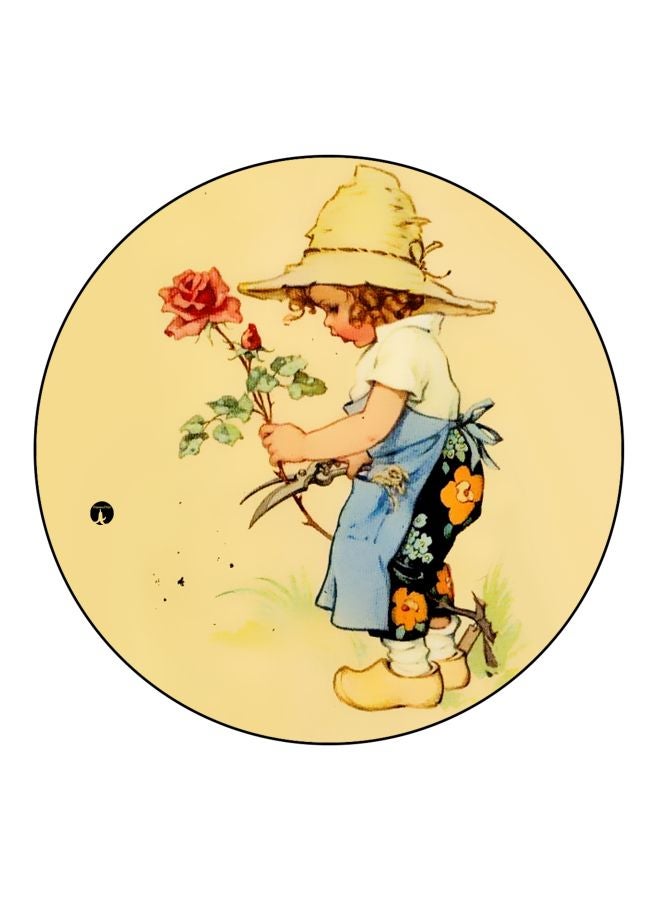 BP Girl With Rose Printed Fridge Magnet Beige/Red/Green 5.5cm  - Image 1