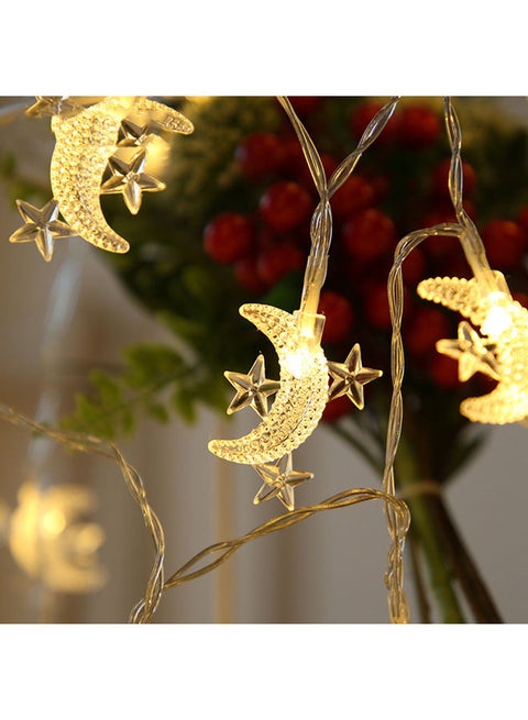 20-LED Moon And Star Fairy String Light Yellow 1.5meter