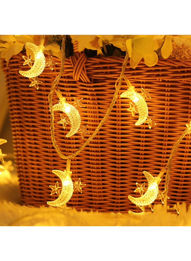 20-LED Moon And Star Fairy String Light Yellow 1.5meter