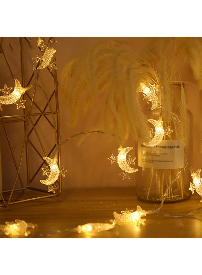 20-LED Moon And Star Fairy String Light Yellow 1.5meter
