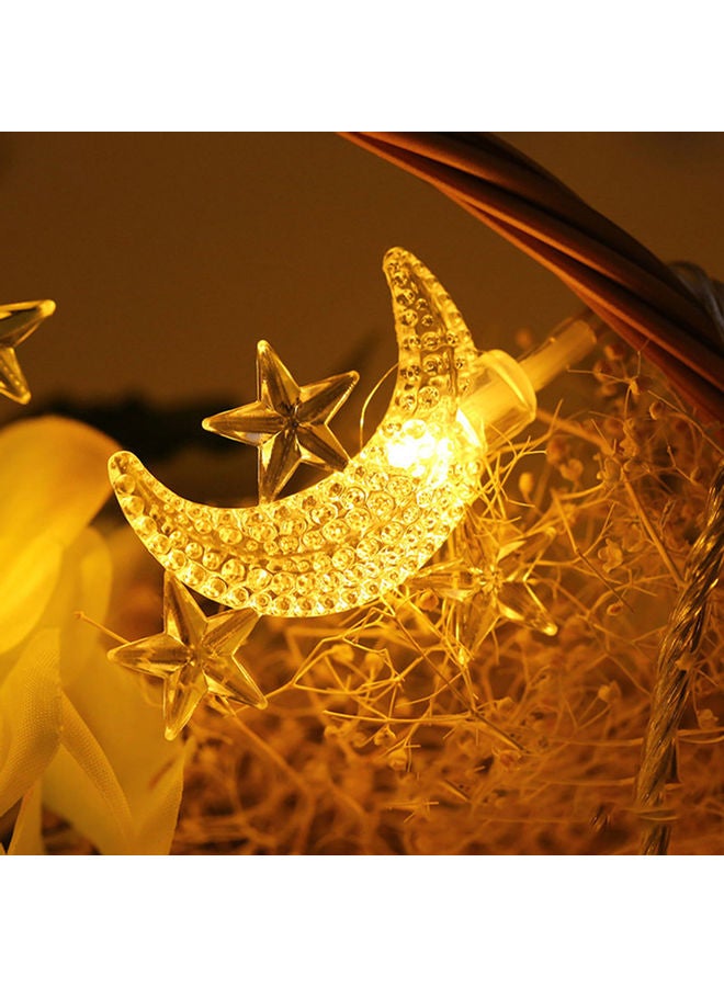 20-LED Moon And Star Fairy String Light Yellow 1.5meter