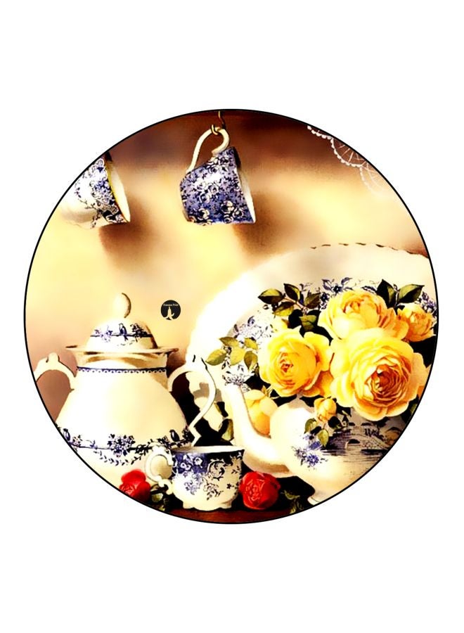 BP Teapot With Flower Printed Fridge Magnet Beige/Yellow/White 5.5cm  - Image 1