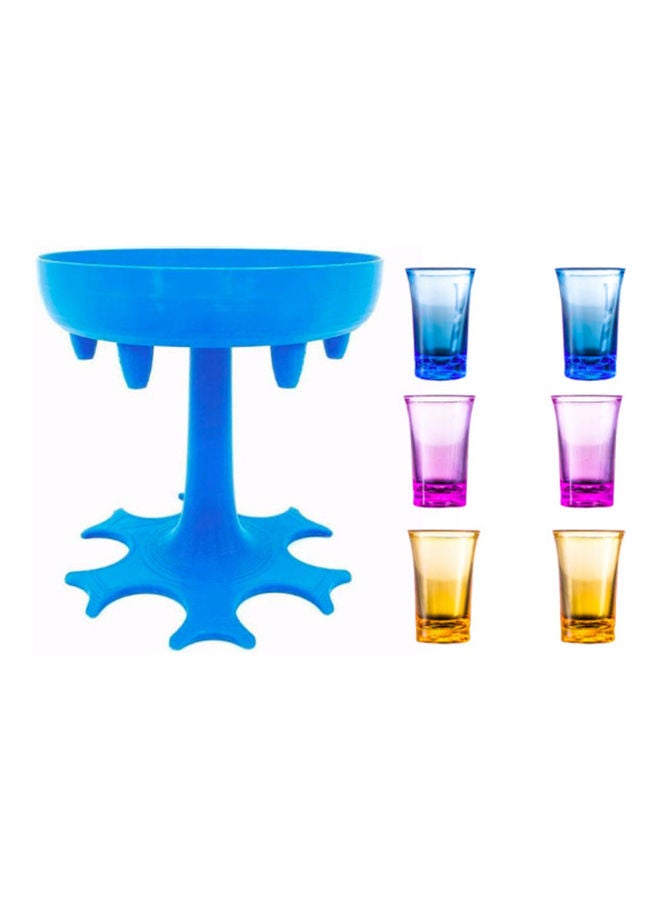 Shot Glass Dispenser With 6 Cups Blue/Purple/Yellow - Image 1