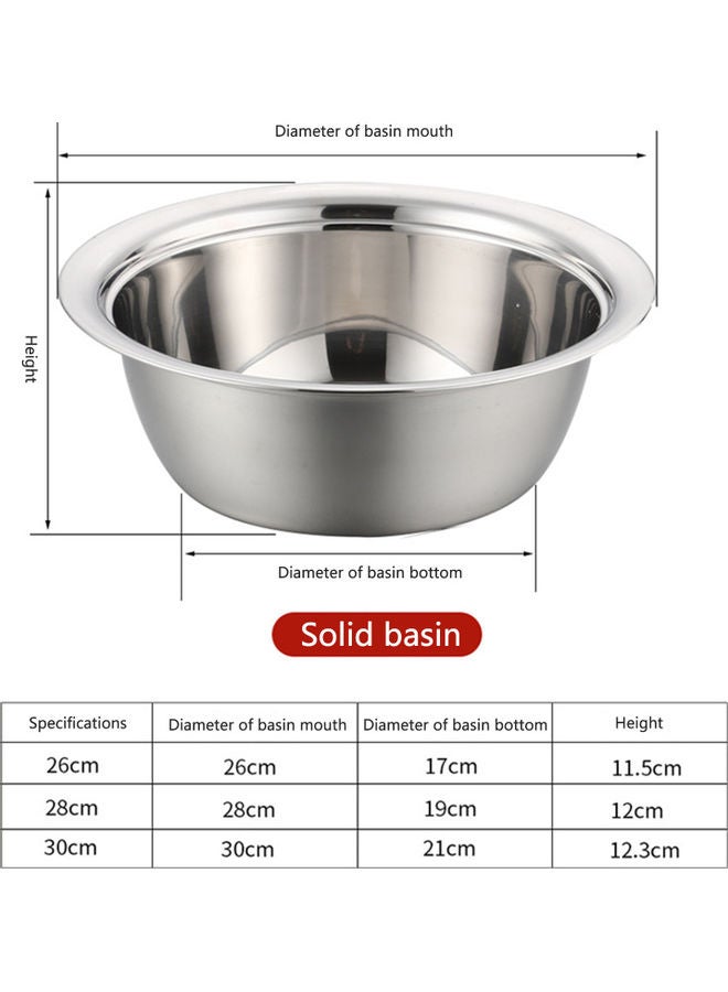 3-In-1 Stainless Steel Grater Basin Drain Basket Washing Bowl Set Silver 27.00*10.50*27.00cm - Image 2