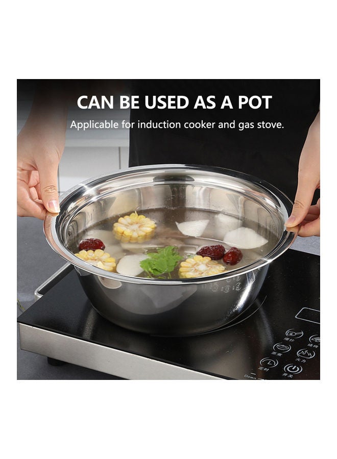 3-In-1 Stainless Steel Grater Basin Drain Basket Washing Bowl Set Silver 27.00*10.50*27.00cm - Image 3