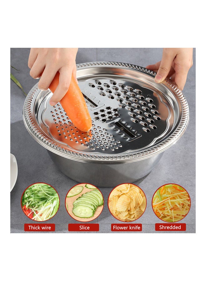 2-In-1 Stainless Steel Grater Basin Washing Bowl Set Silver 27.00*10.50*27.00cm - Image 3