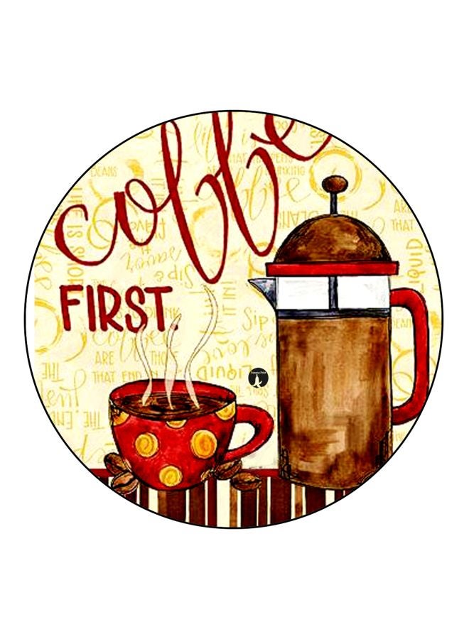 بي بي مغناطيس للثلاجة بطبعة عبارة "Coffee First" بني/أحمر/أصفر 5.5سم - Image 1