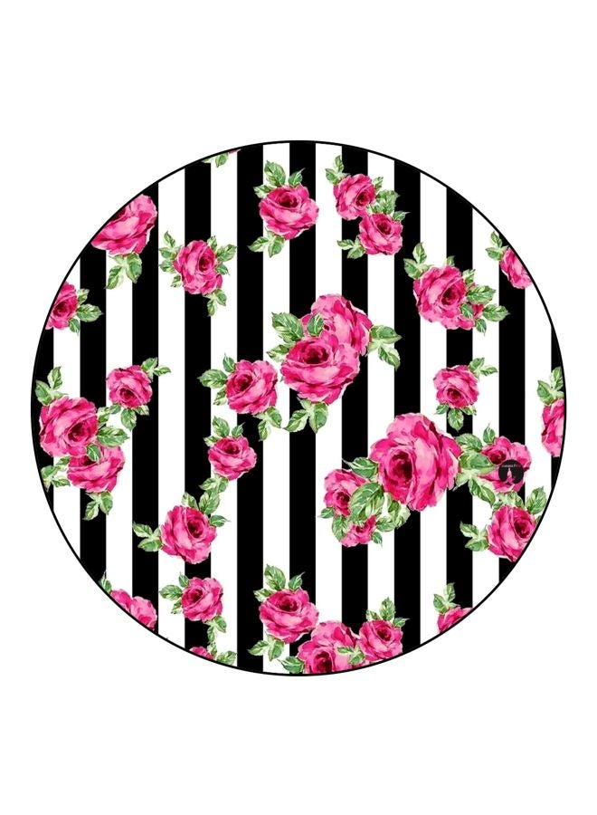 بي بي مغناطيس ثلاجة خشب مُزين بطبعة ورود أبيض/أسود/وردي 5.5سم - Image 1