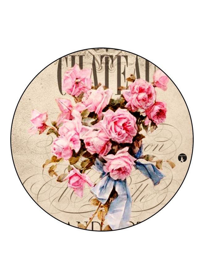 BP Floral Printed Fridge Magnet Beige/Pink/Blue 5.5cm - Image 1