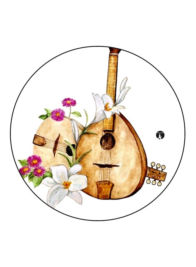 بي بي مغناطيس ثلاجة بطبعة جيتار مع أزهار بني/أبيض/وردي 5.5سم - Image 1