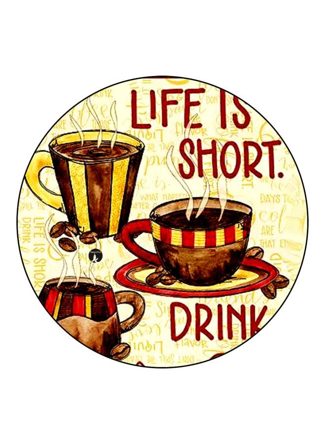 BP Life Is Short Printed Fridge Magnet Yellow/Brown/Red 5.5cm  - Image 1