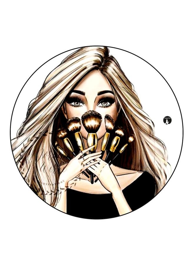 مغناطيس ثلاجة مُزين بطبعة لفتاة أبيض/ بيج/ أسود 5.5سم