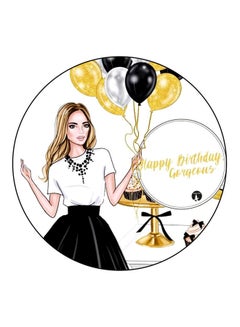 BP Happy Birthday Gorgeous Printed Fridge Magnet White/Black/Gold 5.5cm  - Image 1