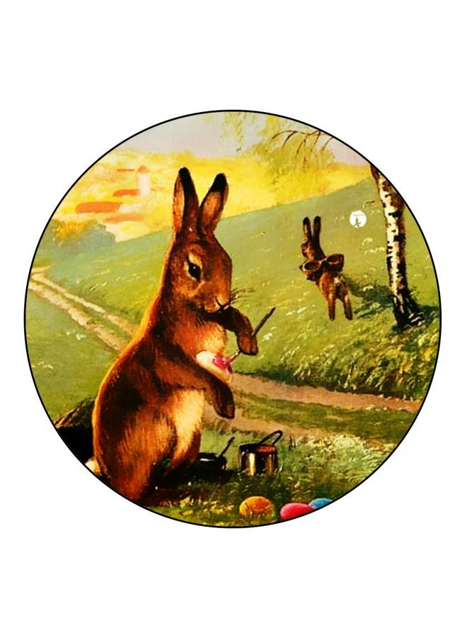 BP Rabbit Printed Fridge Magnet Green/Brown/Yellow 5.5cm - Image 1