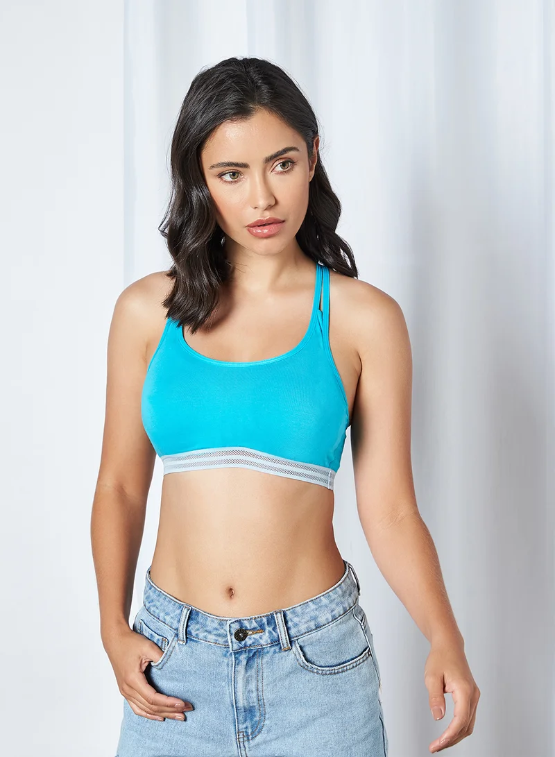 Amante Crisscross Back Non-Wired Bralette Blue