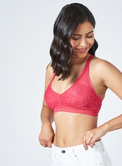 Amante Lace Sheer Non-Wired Bralette Bright Rose  - Image 1