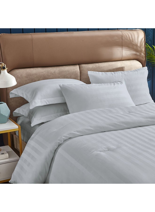 Donetella 6-Piece Damask Stripes Hotel Style Comforter Microfiber Grey  - Image 2