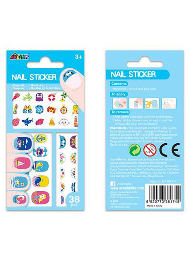 أفينير ملصقات أظافر بتصميم أشكال البحر، 38 قطعة 13 x 17سم