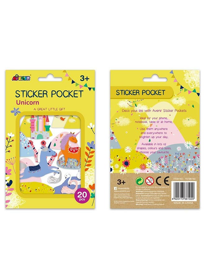 Avenir 20-Piece Unicorn Characters Sticker Pocket 16.5 x 11cm 