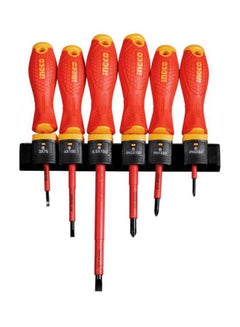 INGCO 6-Piece Insulated Screwdriver Set Red/Black SL 3×75, SL 4×100, SL 6.5×150, PH 0×60, PH 1×80, PH 2×100mm  - Image 2