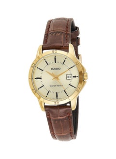 Women's Leather Quartz Analog Watch LTP-V004GL-9AUDF - 35 mm - Brown