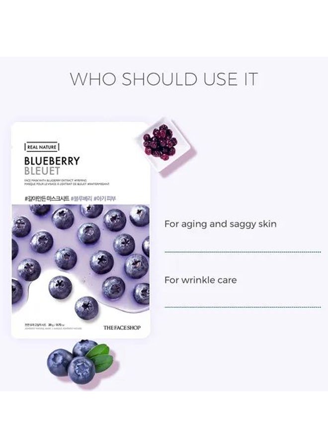 THE FACE SHOP Real Nature Blueberry Face Mask 20grams - Image 2