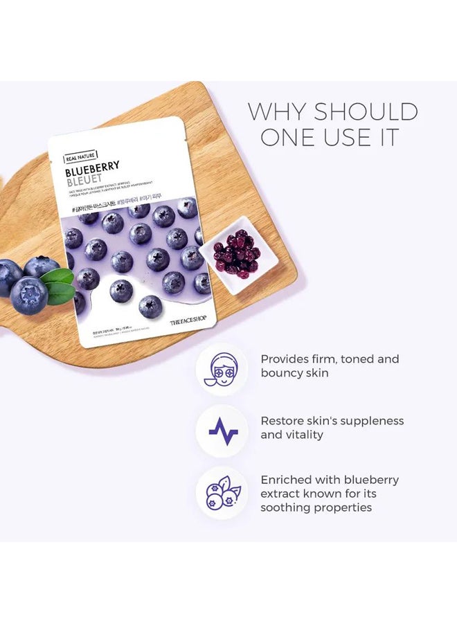 THE FACE SHOP Real Nature Blueberry Face Mask 20grams - Image 3