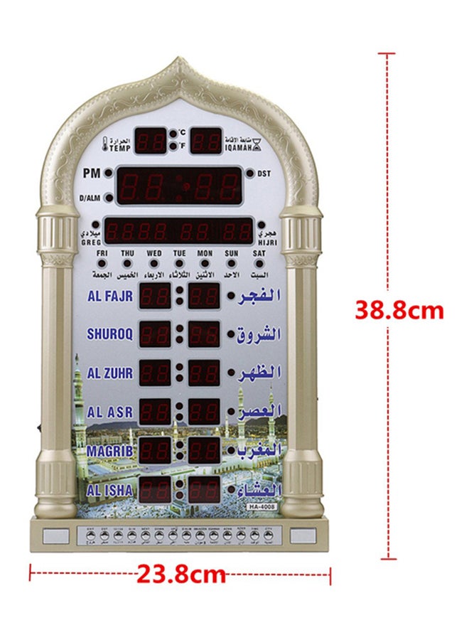 AL-HARAMEEN - Digital Islamic Mosque Clock Multicolour 38.8x23.8cm - Image 1
