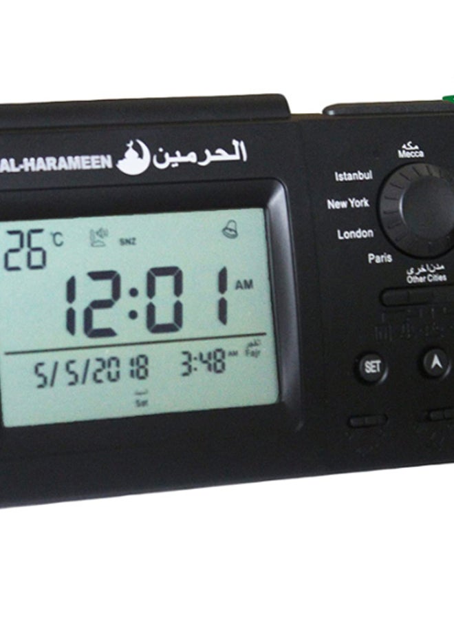 الحرمين - ساعة منبه الأذان رقمية أسود/ رمادي 18بوصة - Image 1