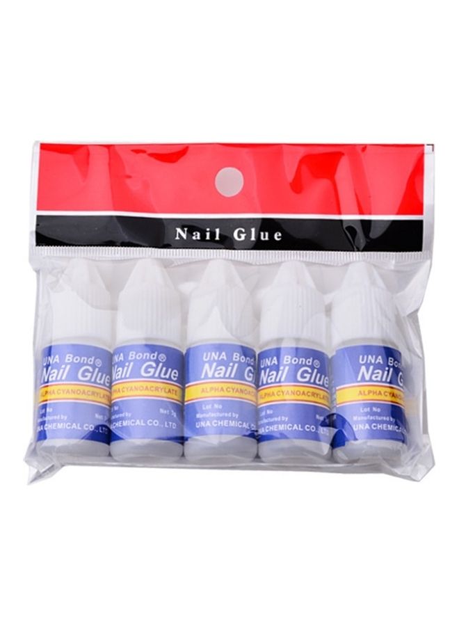 5-Piece Nail Glue Professional Adhesive Portable Easy Apply Nails Tool Set Multicolour
