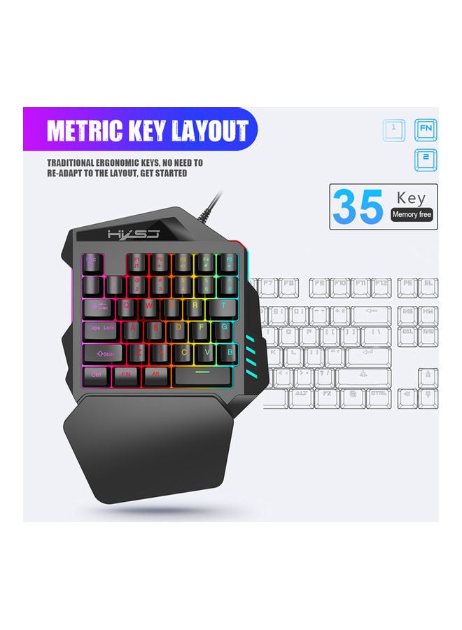 HXSJ One-Handed Gaming Keyboard With Mouse - wired  - Image 3