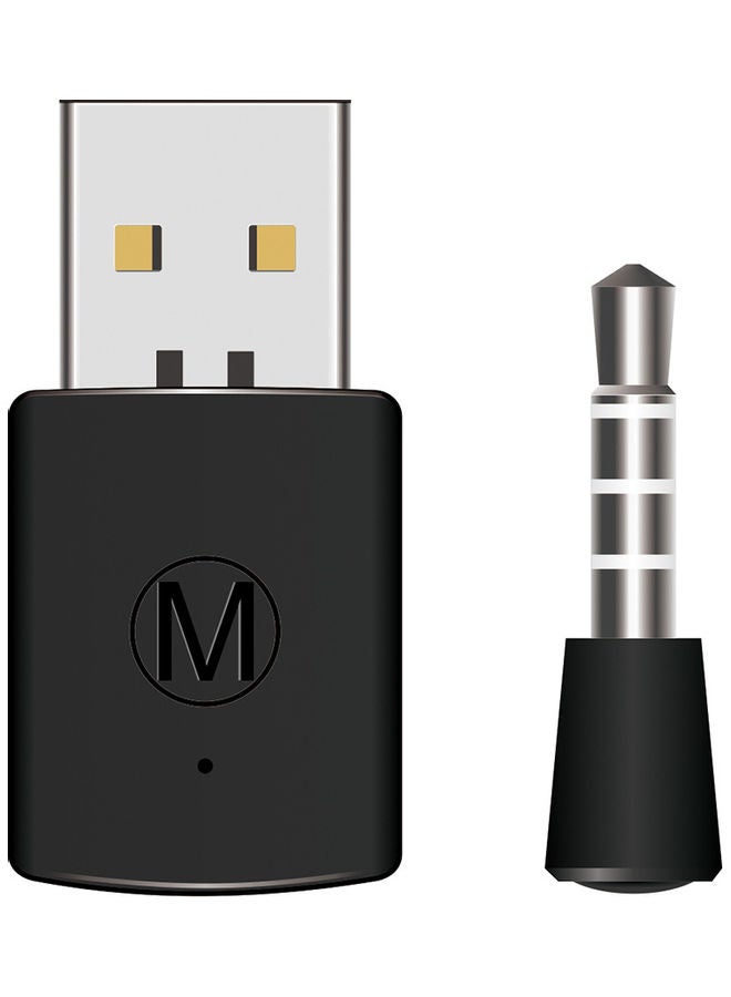 محول سماعة أذن لاسلكي بجهاز استقبال Bt ومحول Bt 4.0 بمنفذ دونجل Usb وميكروفون للبلايستيشن 4 باللون الأسود