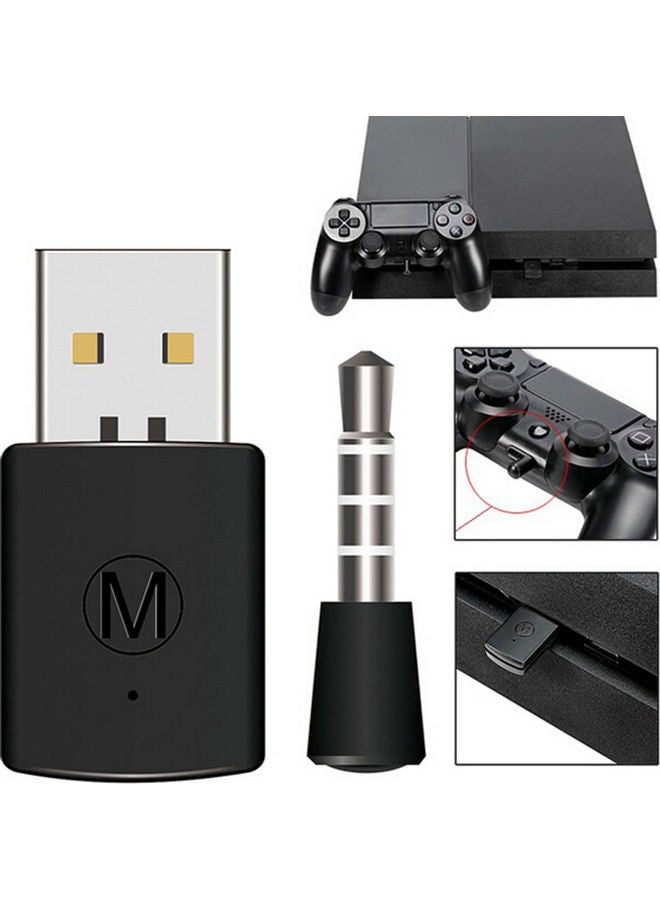محول سماعة أذن لاسلكي بجهاز استقبال Bt ومحول Bt 4.0 بمنفذ دونجل Usb وميكروفون للبلايستيشن 4 باللون الأسود