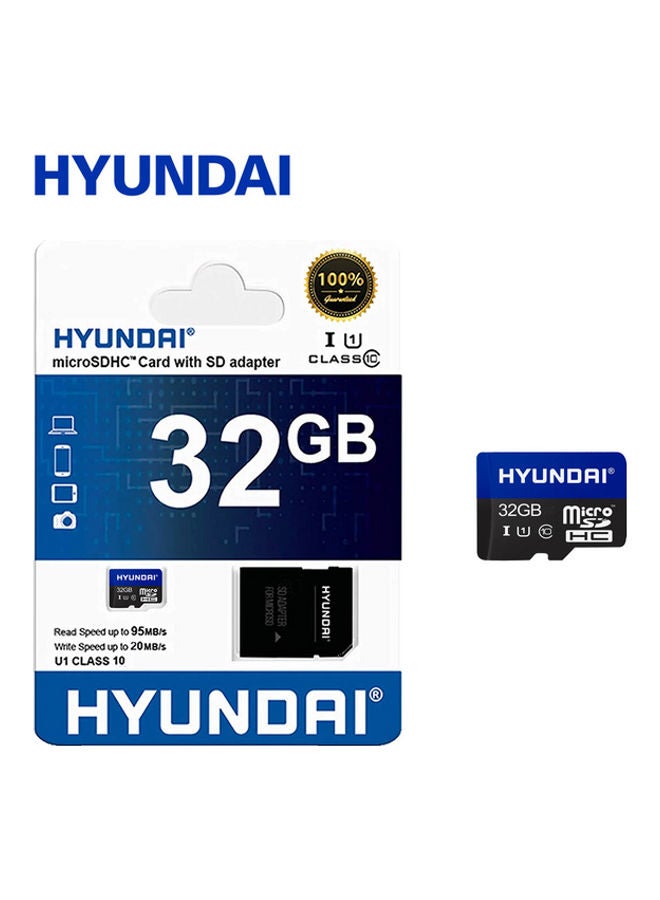 هيونداي بطاقة مايكرو إس دي إتش سي سعة 32 جيجابايت مع محول SD من الفئة 10 لسرعة U1 32 MB - Image 3