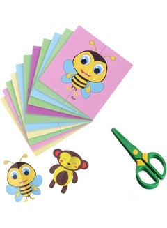 JMD 120Pcs of Colorful Children Paper Folding- Paper Cutting Cartoon Origami Paper Making Educational Toys Fun Cut Paper for Kids and Beginners to Make DIY Paper Crafts 22cm